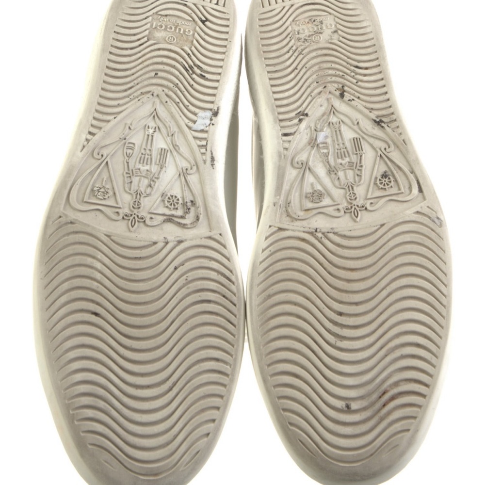 Gucci White Gray Sneakers Minimalist Designer 8.5 38.5 9 G logo tennis shoes - Picture 5 of 8